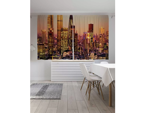 Шторы JoyArty c фотопечатью "Огни ночного города" из сатена, 290х180 см