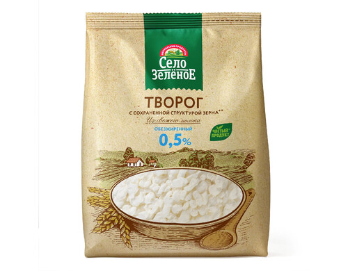 Творог село зеленое обезжир бзмж 500 г п/п милком россия