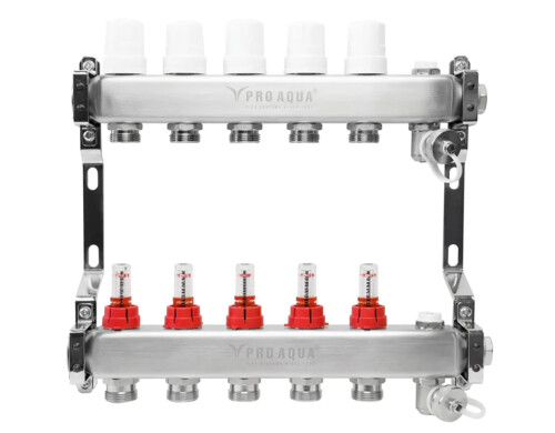 Коллекторная группа ProAqua со встроенными расходомерами 1"х3/4 5 выходов