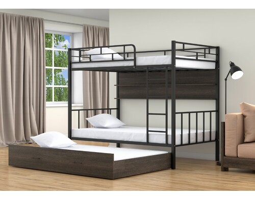 Двухъярусная кровать 4 сезона Валенсия 120 выкатная с полкой черный