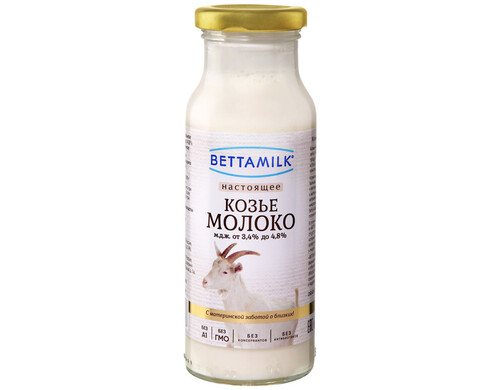 Молоко беттамилк ультрапаст бзмж жир. 3,4-4,8 % 200 мл ст/б продмаркет россия