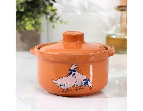 Горшочек для запекания Ломоносовская керамика Горшок-сотейник «Гуси» 15 см 400 мл