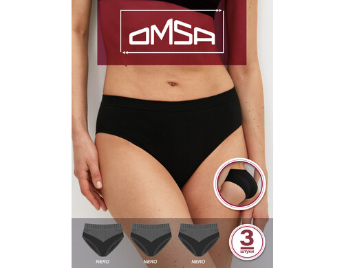 Комплект трусов женских Omsa OmD 2221S черных S 3 шт.