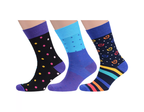 Комплект носков мужских NOSMAG msk3-М03 черный/бирюзовый/синий/фиолетовый 25