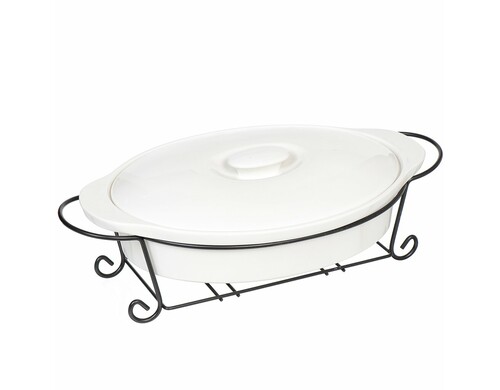 Мармит керам 3.8 л 27.8х48х16.8 см с крыш овал Daniks Классика Y4-2752 бел