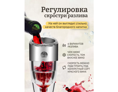 Винный аэратор с подставкой Kitchen Joy Wine Aerator Silver