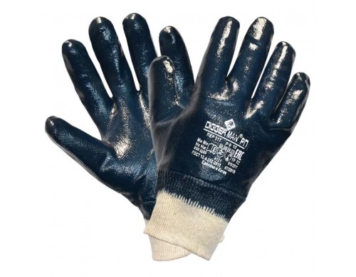 Набор из 4 шт, Перчатки хлопковые DIGGERMAN РП, нитриловое покрытие (облив), размер 10 (XL