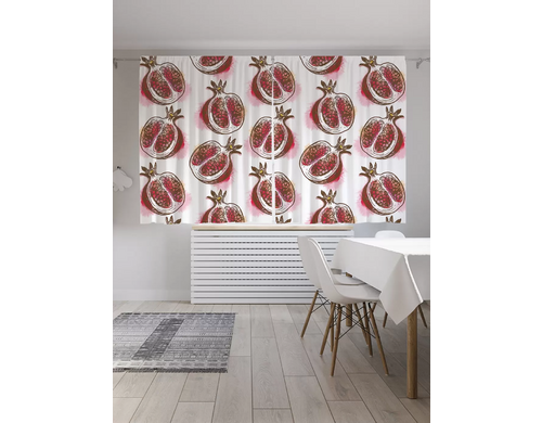 Шторы с фотопечатью "Гранатовый рай" из сатена, 290х180 см