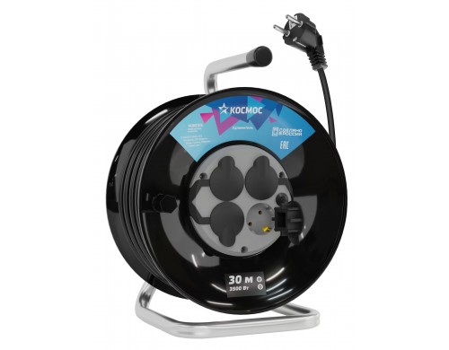 Удлинитель Космос YKKsm30m-4g-Z(16A)IP заземление; черный