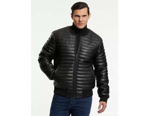 Кожаная куртка мужская oodji 1L511053M черная S