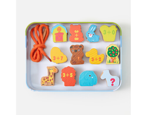 Игрушка развивающая для малышей Shantou Шнуровка Животные, деревянная