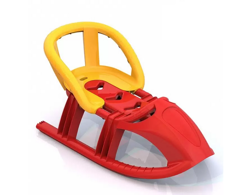 Санки-Салазки Нордпласт "Снежинка" со спинкой красные Н-277/красные