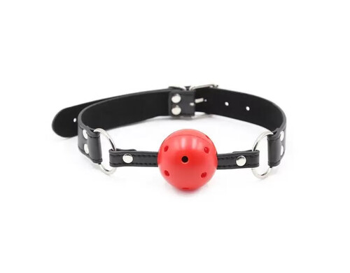 Дышащий кляп Onjoy BDSM Breathable Ball Gag на кожаном ремешке с застежкой, красный