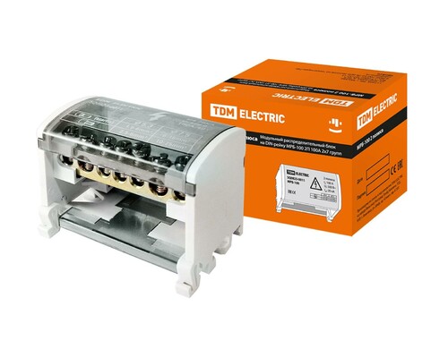 TDM Electric блок модульный распределительный на DIN-рейку 100А, 2П (2x7)
