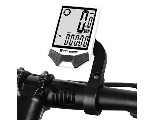 Беспроводной велосипедный компьютер WEST BIKING - белый с белой подсветкой