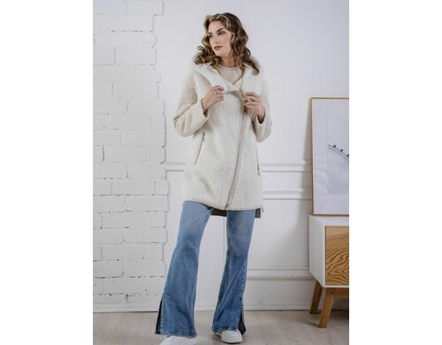 Дубленка женская Тверская меховая БК 23 2256 Зоя белая 52 RU