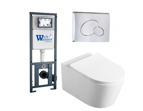 Комплект инсталляция WeltWasser Marberg + унитаз Vincea Cute + кнопка хром RD