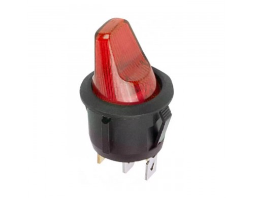 Круглый выключатель клавишный Rexant ON-OFF красный с подсветкой 36-2590
