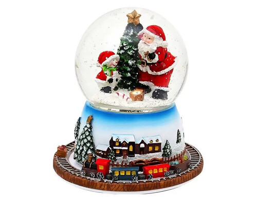 Снежный шар Sigro санта и снеговичонок 50-1859 16 см