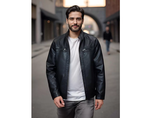 Кожаная куртка мужская MODSENSE пилот 332 черная 52 RU