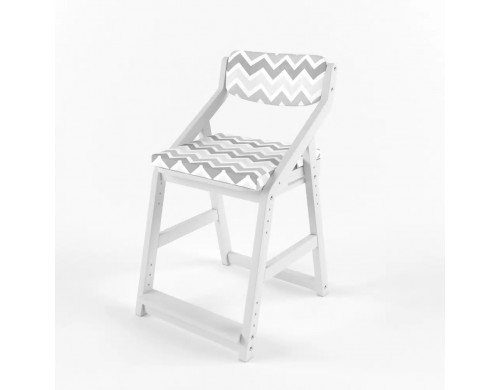 Детский растущий стул 38 Попугаев Робин Wood с подушками, Белый/Зигзаг