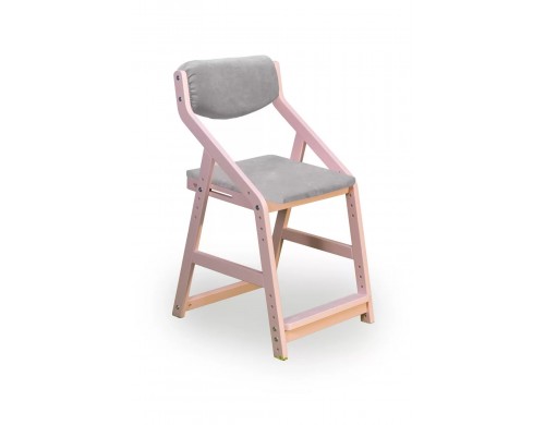 Стул 38 попугаев Робин Wood (Вуд) растущий с чехлом, Розовый/Серый PRW0129