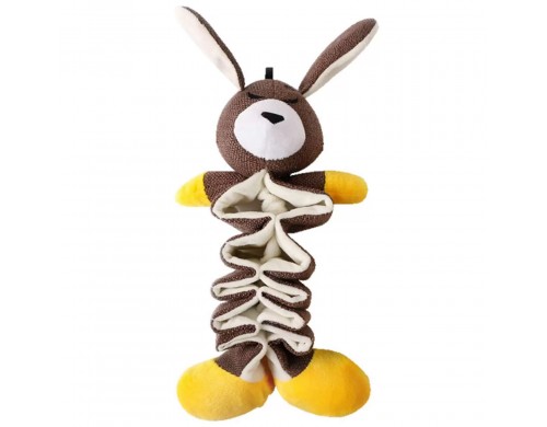 Игрушка для собак Mr.Kranch Зайчик, с карманами под лакомство, разноцветный, 36 см