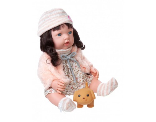 Пупс-кукла Baby Ardana, в платье и розовой шубке, в наборе с аксессуарами 40см WJ-C0016