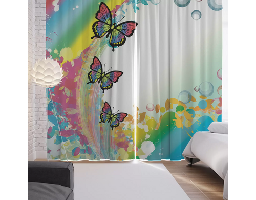 Шторы, фотошторы "Бабочки после дождя" 145х265 см (2 полотна) сатен