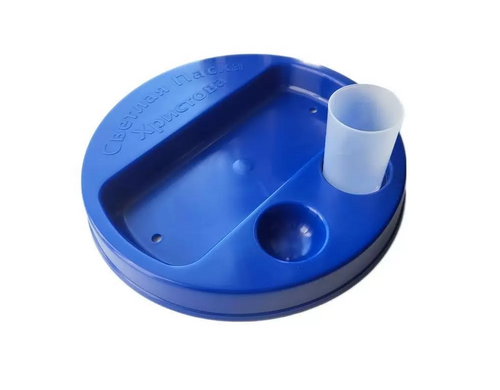 Пасхальный набор, подставка под куличи, яйца, свечи и рюмку (Синяя)