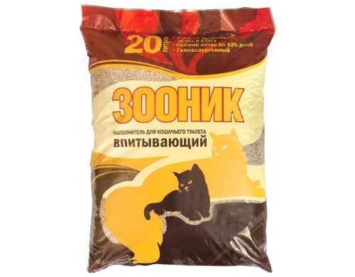 Впитывающий наполнитель Зооник бентонитовый, 13,9 кг, 20 л