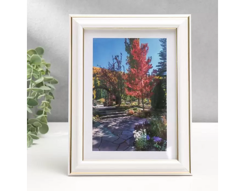 Фоторамка 13х18  (281G) белая с золотом (пластиковый экран)