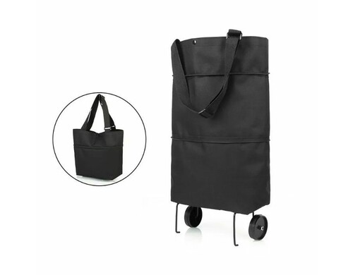 Сумка шоппер тележка на колесах складная Morento черная