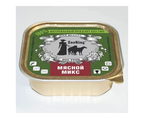 Консервы для собак ZooRing Мясной микс, паштет, 100 г