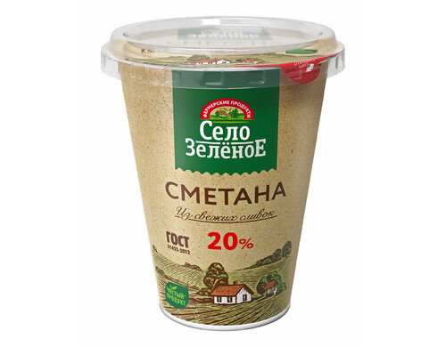 Сметана Село Зеленое 20% БЗМЖ 300 г