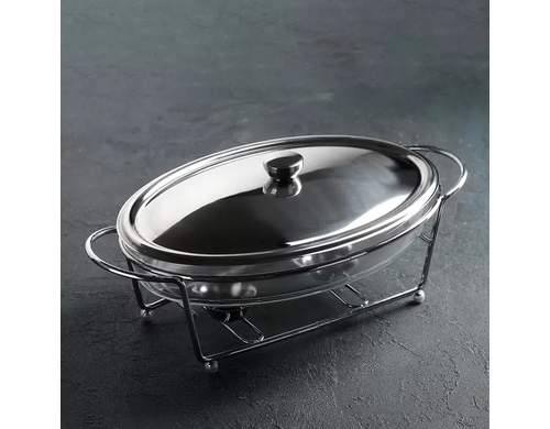 Мармит из жаропрочного стекла, 3 л, 44х25х17 см, с крышкой, на подставке