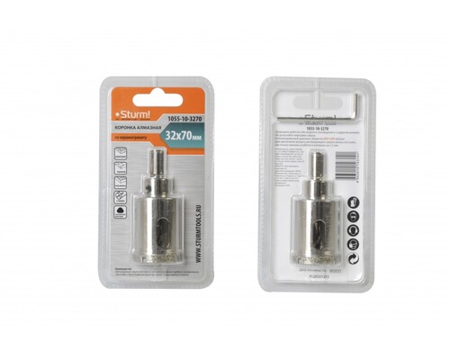 Коронка по керамограниту алмазная ф32х70мм STURM 1055-10-3270 (STURM)