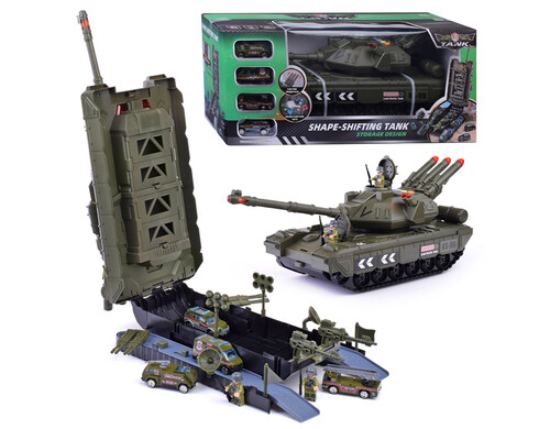Танк XZ-697 с набором машин, на батарейках, в коробке