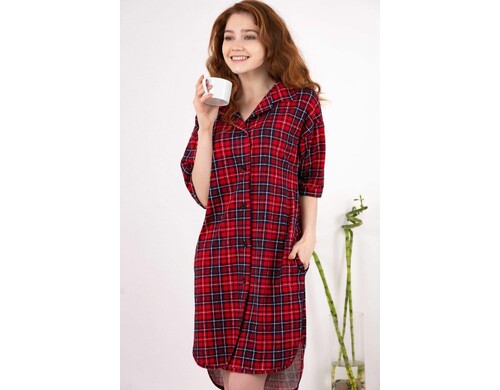 Халат женский ТРИКОТАЖ НАТАЛИ М071001830 красный 56 RU