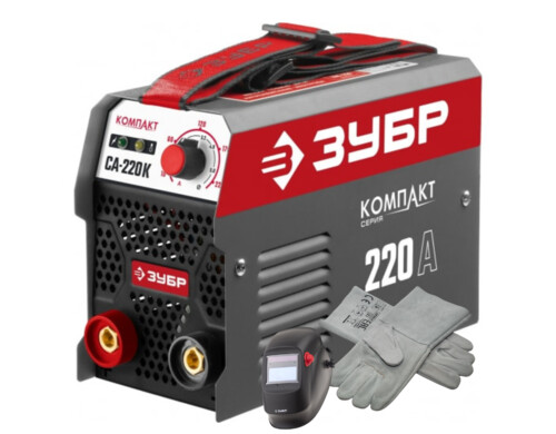 Сварочный аппарат инверторный ЗУБР СА-220К + маска хамелеон и сварочные краги