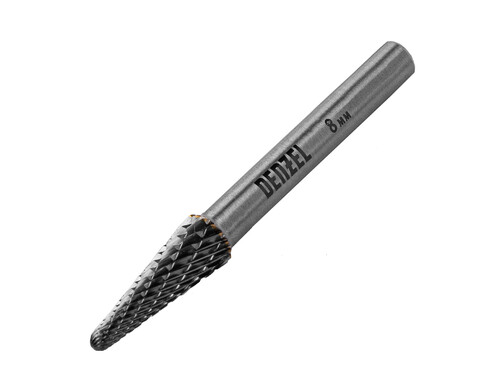 Борфреза по металлу твердосплавная DENZEL коническая закругленная тип-L 8 мм 72067
