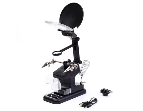 Лупа, Третья рука, 9944462, для пайки, линза 110, 30, 20мм