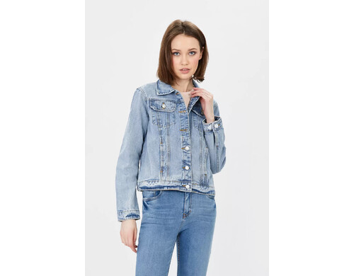 Джинсовая куртка женская Baon B121006 голубая XS