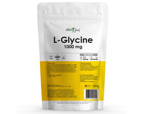 Аминокислоты Atletic Food L-Glycine 1000 - 300 грамм, натуральный