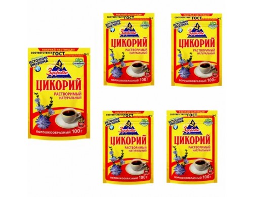 Цикорий Здоровье натуральный порошкообразный растворимый , 100г, zip пакет (комплект 5 шт.) 1832126